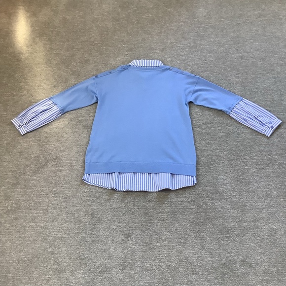 Leo & Ugo NWT Lt. Blue Built-in Shirt Knit Sweater Sz. L - Picture 5 of 9